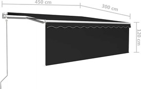 Szürke redőnyös, LED-es, szélérzékelős napellenző 4,5 x 3 m