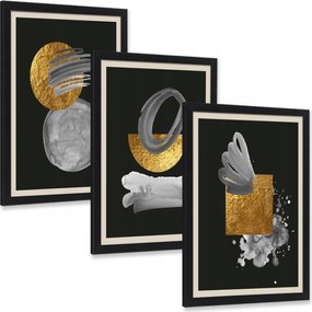 Absztrakt falikép szett körök minták formák 3 db 40x30 cm