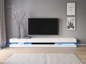 TV szekrény FLY DOUBLE fehér/fényes fehér LED 5W