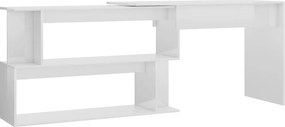 vidaXL magasfényű fehér szerelt fa sarokasztal 200 x 50 x 76 cm