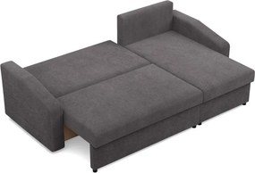 Zeus sarokkanapé, 2 ágyneműtartóval, döntött kartámasz, kordbársony, univerzális oldal, hab töltet, szürke