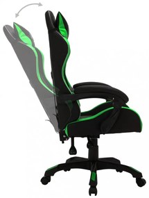 zöld és fekete műbőr versenyszék RGB LED-világítással