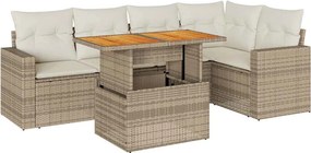 vidaXL 6 részes bézs polyrattan kerti ülőgarnitúra párnával