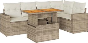 vidaXL 6 részes bézs polyrattan kerti ülőgarnitúra párnával