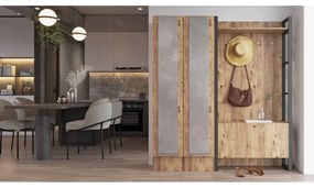 Natúr színű előszoba bútor borovi fenyő dekorral Yvette – Kalune Design