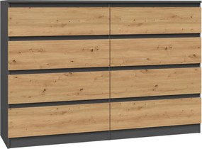 M8 140 fiókos szekrény, antracit-tölgy