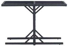 vidaXL fekete polyrattan és üveglapos kerti asztal 110 x 53 x 72 cm