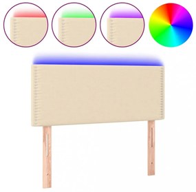 krémszínű szövet LED-es fejtámla 80 x 5 x 78/88 cm