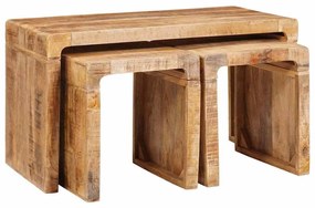 Egymásba helyezhető asztalok 3 pcs tömör mangófa