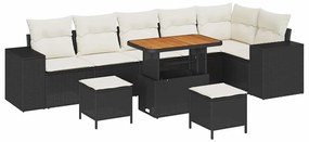 Kerti Kanapé Szett 9 pcs Fekete és Krém 90 x 55 x 71 cm
