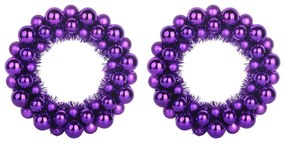 Karácsonyi labda koszorúk 2 pcs Lila 33 x 33 x 7 cm Polisztirol