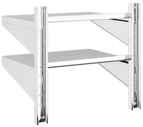2 szintes ezüst rozsdamentes acél fali polc 50 x 40 x 48 cm