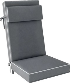 Outsunny Ülőpárna 120 x 47 x 9.5 cm Vízlepergető Székpárna Pántokkal, Fejtámlával, UPF50+ Kültéri és Beltéri Ülőpárna, Ülőpárna Összecsukható Székhez,