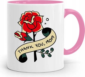 Rózsaszín Bögre Ajándék Anyukáknak Thank You Mom fényképes nyomtatással