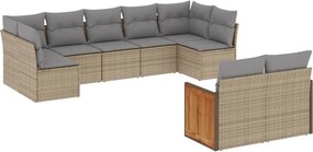 vidaXL 9 részes bézs polyrattan kerti ülőgarnitúra párnákkal