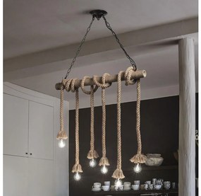 Ideal Lux - Csillár zsinóron CANAPA 6xE27/15W/230V barna