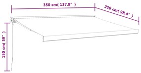 krémszínű szövet és alumínium behúzható napellenző 3,5 x 2,5 m