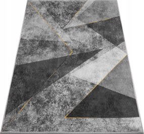 Szőnyeg Szürke 220X160 Modern Nappali Szoba Fekete Arany Csúszásgátló