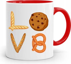 Piros Bögre Péknek Love Pék Ajándék fényképes nyomtatással