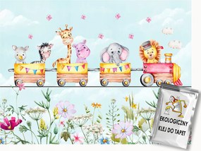 Fotótapéta Flizelina Gyerekek Virágok Állatok Vonat Kirándulás 400x280 ragasztó