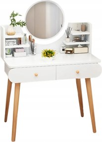 Kozmetikai Fésülködőasztal Tükör Smink Fehér Nagy Skandináv Loft