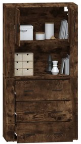 vidaXL füstös tölgy színű szerelt fa magasszekrény