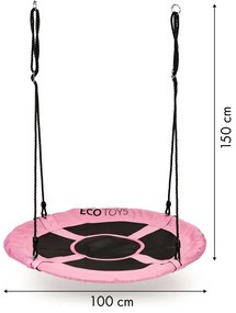 EcoToys Gólyafészek kerti hinta 100 cm - rózsaszín