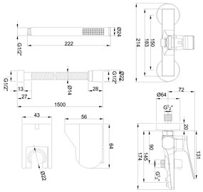 Invena Neri, falra szerelhető kádcsaptelep, rézmatt, INV-BW-P1-014-L