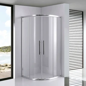 Stuxi Nizza 90x90 cm íves két tolóajtós zuhanykabin 6 mm vízlepergető biztonsági üveggel, króm elemekkel, 190 cm magas