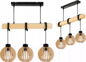 Lámpa fa függeszték mennyezeti Csillár Túlnyúlás Loft Gömb Fa E27