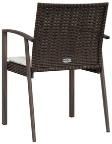 4 db barna polyrattan kerti szék párnával 56,5x57x83 cm