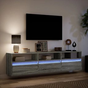 szürke sonoma színű fali TV-szekrény LED-del 180 x 31 x 45 cm
