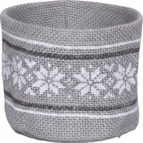 Juta virágtartó fedél, juta virágtartó fedél, norvég mintás 12,5 x⌀14 cm szürke