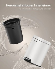 SONGMICS fürdőszobai szemetes csendes tetővel, 3L, fehér