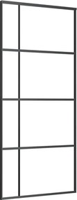 vidaXL fekete matt ESG üveg és alumínium tolóajtó 90x205 cm