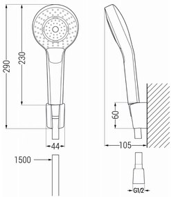 Mexen Sabre R05 kádcsaptelep zuhanygarnitúrával, króm - 7213R05-00