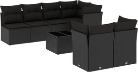 vidaXL 8 részes fekete polyrattan kerti ülőgarnitúra párnákkal