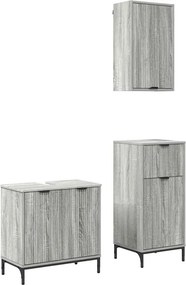 vidaXL Fürdőszoba bútor szett fiókkal 3 pcs Szürke sonoma Faanyag
