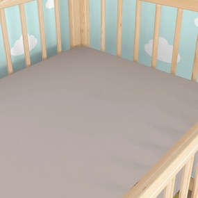 Goldea gyermek pamut lepedő kiságyba - szürkésbarna 60 x 120 cm