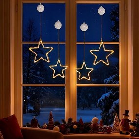 Ablak lámpák Karácsonyi dekoráció Csillogó Csillagok elem 4db