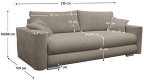 Széthúzható kanapé Roselon (szürkésbarna) (tárolóhellyel). 1096906