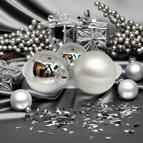 Silver ezüst üveg karácsonyi gömb szett 12*6cm