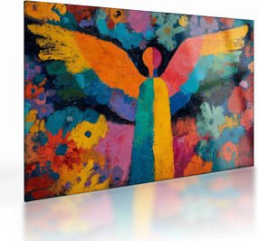 Üveg kép - Absztrakt angyal virágokkal (70x50 cm)