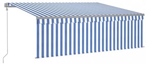 kék és fehér automata napellenző redőnnyel 4,5 x 3 m