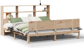 vidaXL tömör fenyőfa könyvespolcos ágy matrac nélkül 180 x 200 cm