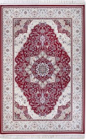 Hagyományos szőnyeg nappaliba 155x235cm,klasszikus krémpiros rojtokkal