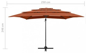 4 szintes terrakotta napernyő alumíniumrúddal 250 x 250 cm