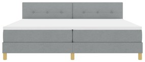 Boxspring Ágy Matrac &amp; LED Fény Világosszürke 200x200 cm Textil