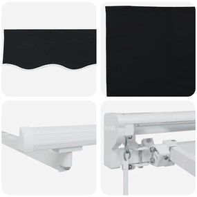 Behúzható napellenző Fekete 350x200 cm szövet