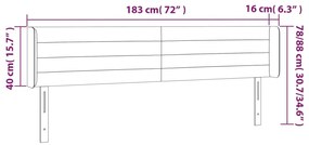 sötétszürke szövet LED-es fejtámla 183 x 16 x 78/88 cm